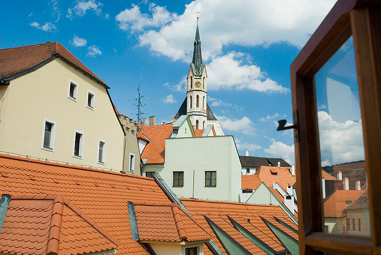 Výhled z okna, Hotel Na louži, Český Krumlov, foto: Michal Tůma