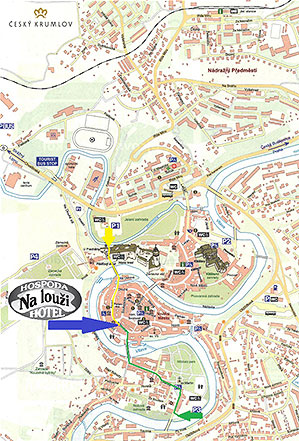 Hospoda Na louži, Český Krumlov - mapa | Hotel a hospoda Na louži | Český Krumlov | Ubytování